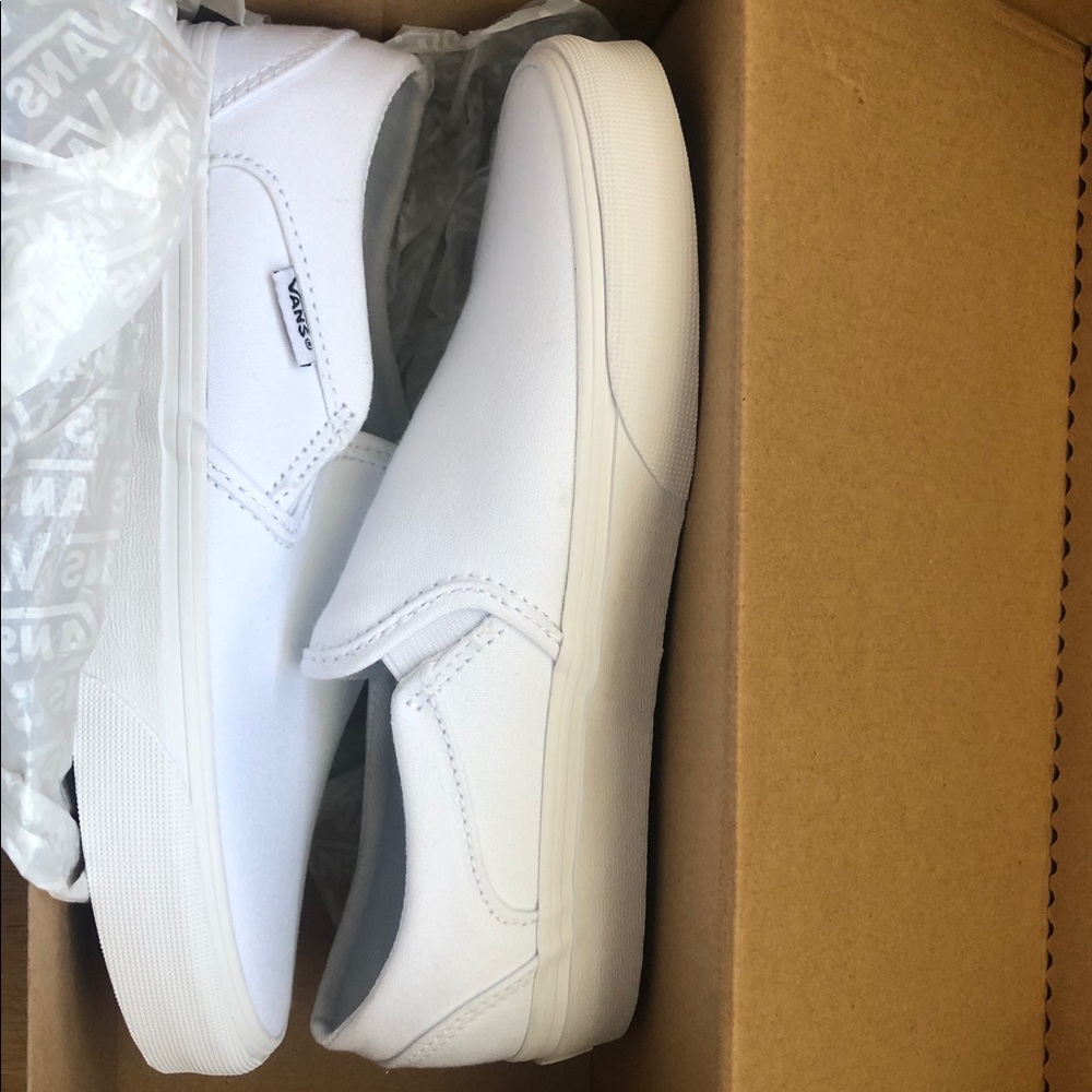Asher/ True white slip-on vans